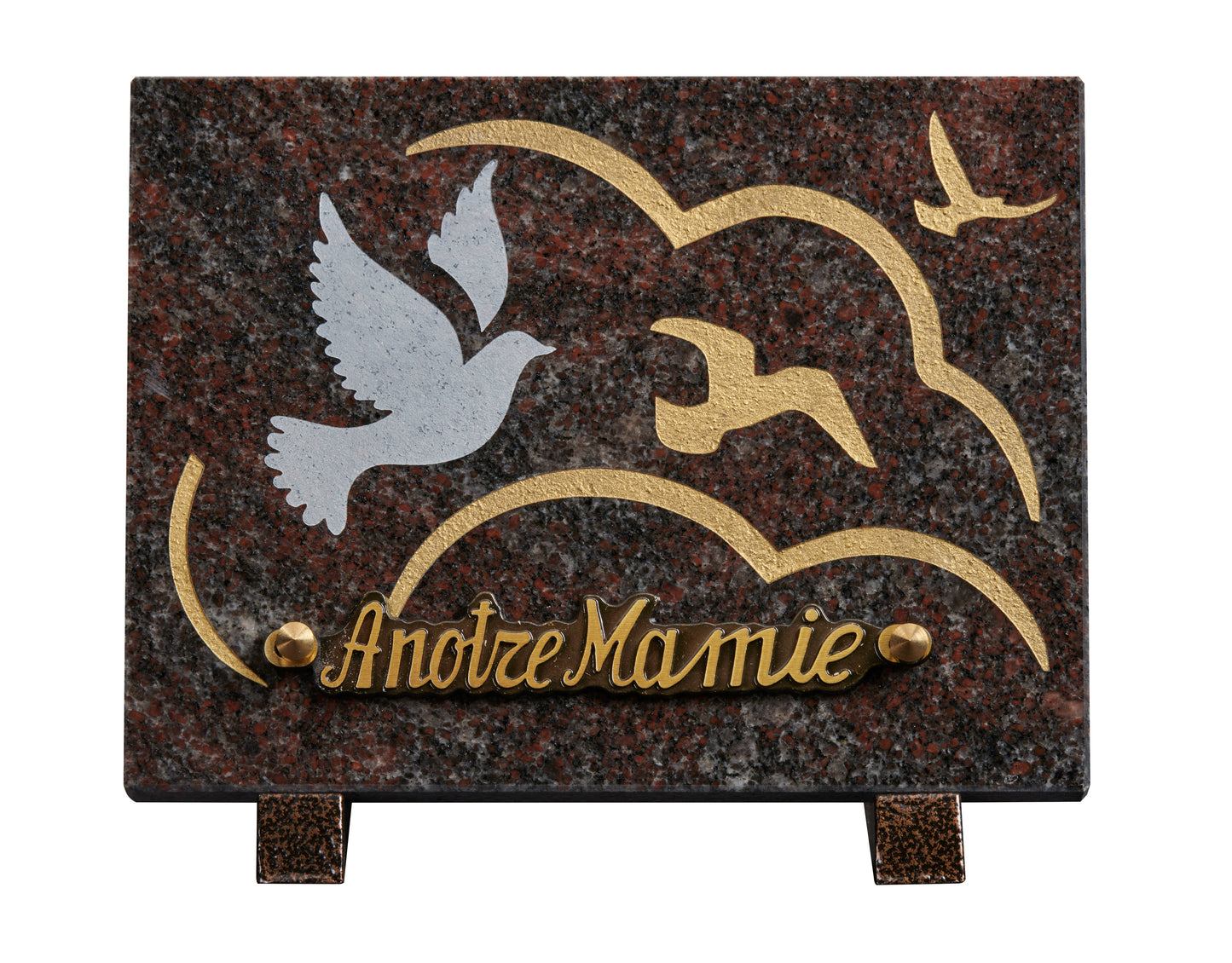 Plaque granit 15x20cm - Gravure colombes
