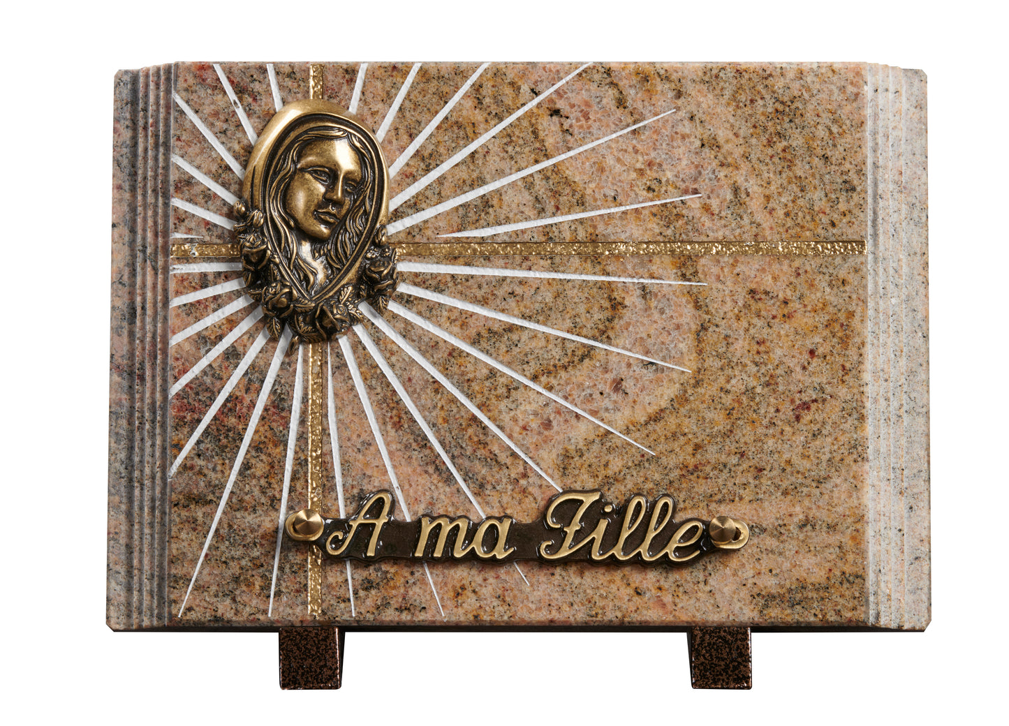 Plaque granit 17.50x25cm- Paginé - Gravure étoile - Bronze Vierge