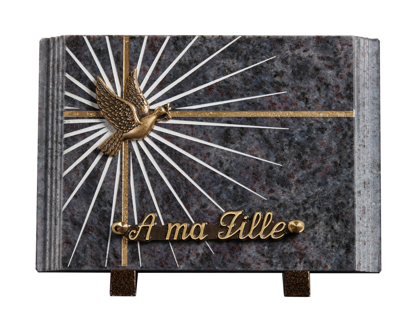 Plaque granit 17.50x25cm- Paginé - Gravure étoile - Bronze Colombe