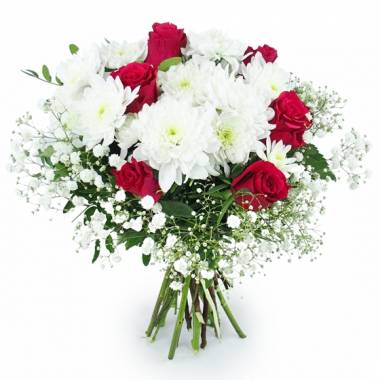 Bouquet rond blanc & fuchsia Carthagène