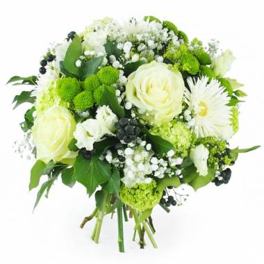 Bouquet rond blanc & vert Grenoble