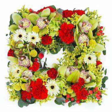 Carré de fleurs piquées rouge & vert Éole