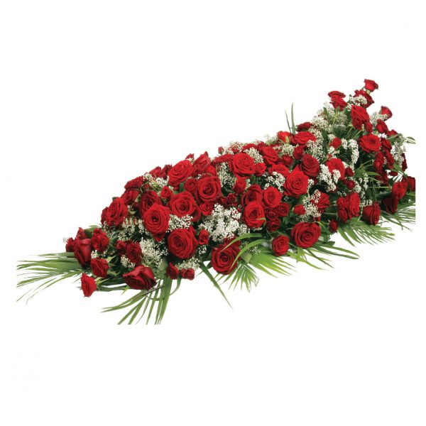 Dessus de cercueil roses rouges
