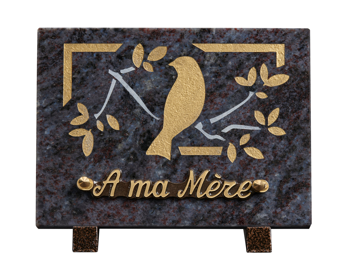 Plaque granit 15x20cm - Gravure oiseau