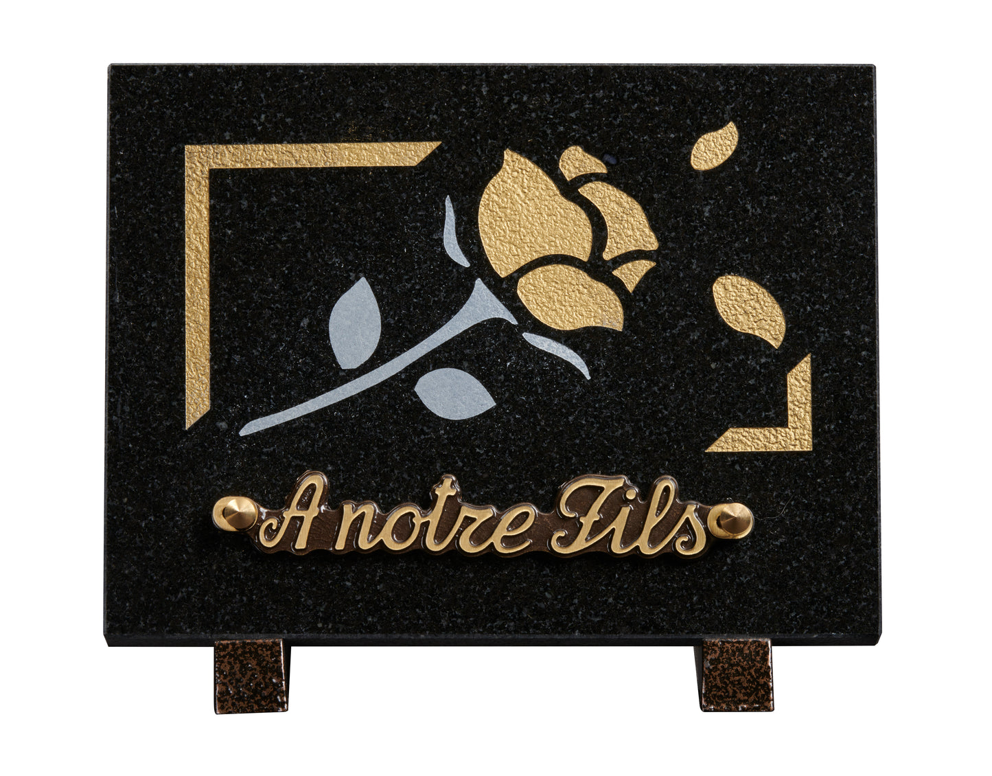 Plaque granit 15x20cm - Gravure bouton de rose