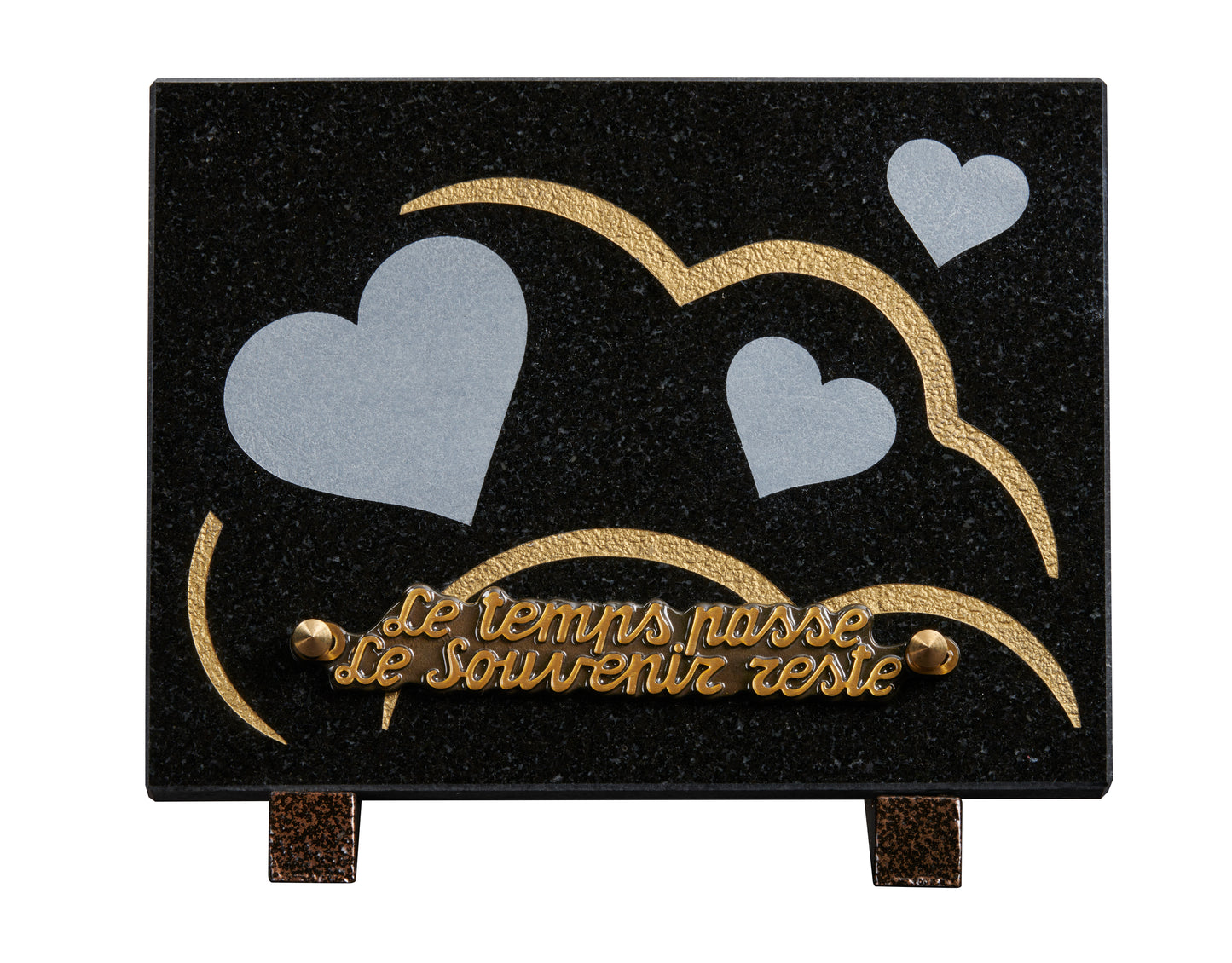 Plaque granit 15x20cm - Gravure coeurs
