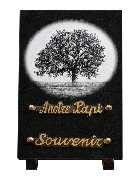 Plaque granit 18x25 cm - Gravure arbre