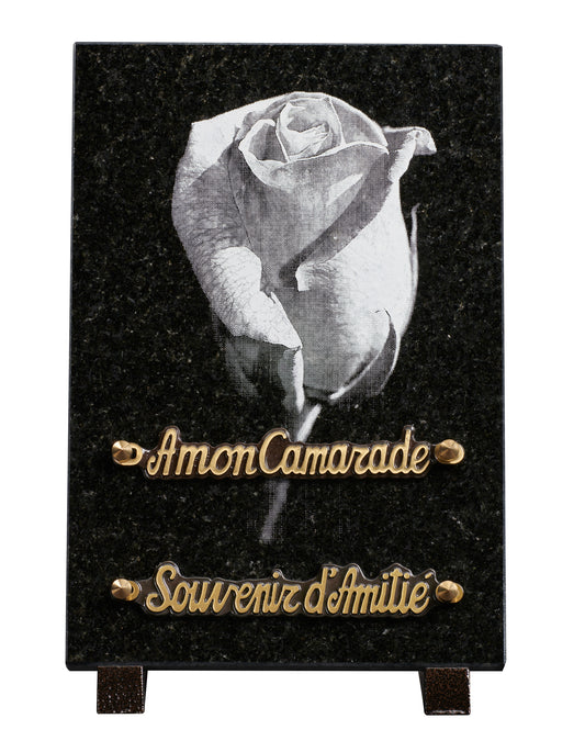 Plaque granit 18x25 cm - Gravure rose