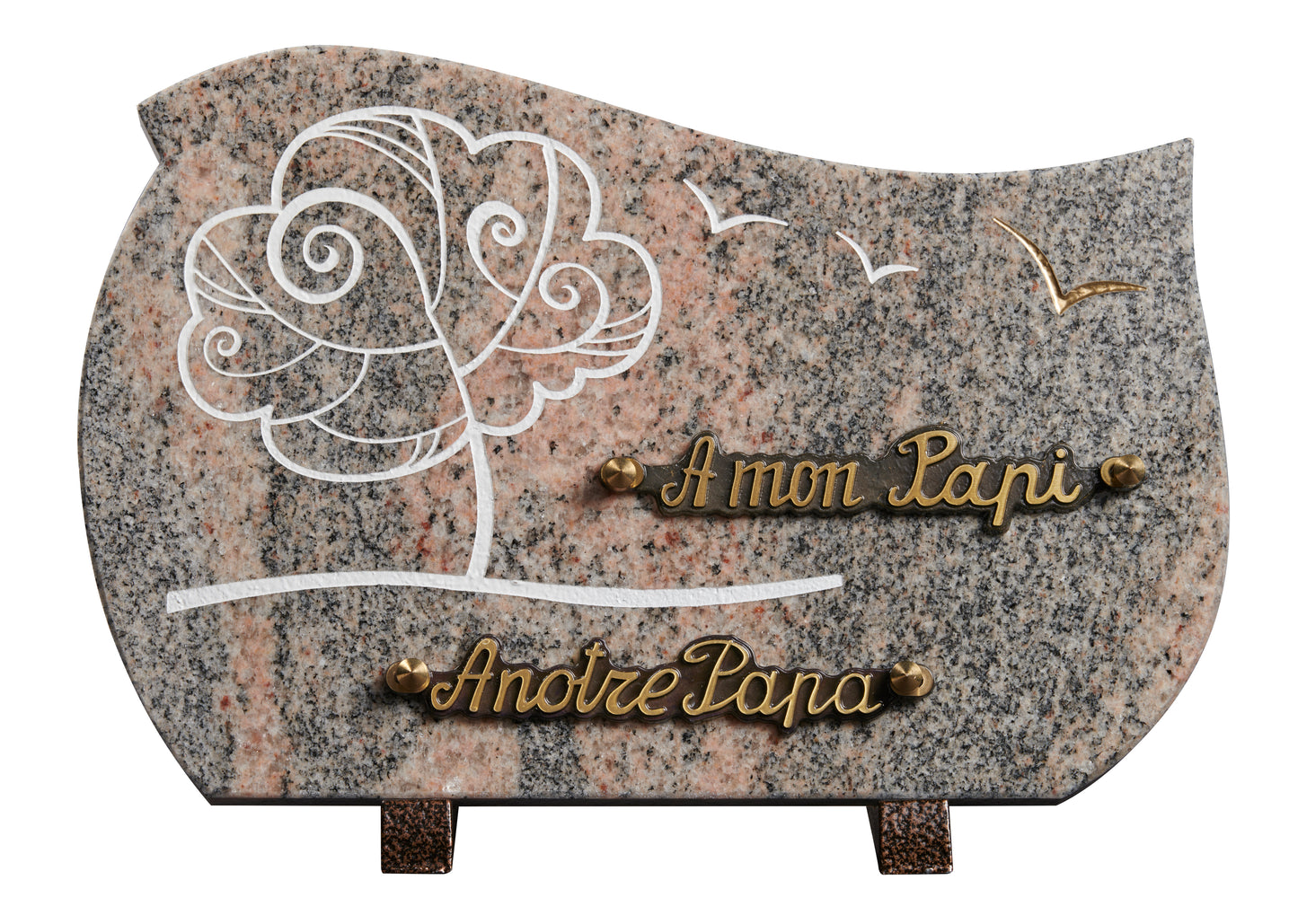 Plaque granit forme 20x30cm - Gravure arbre