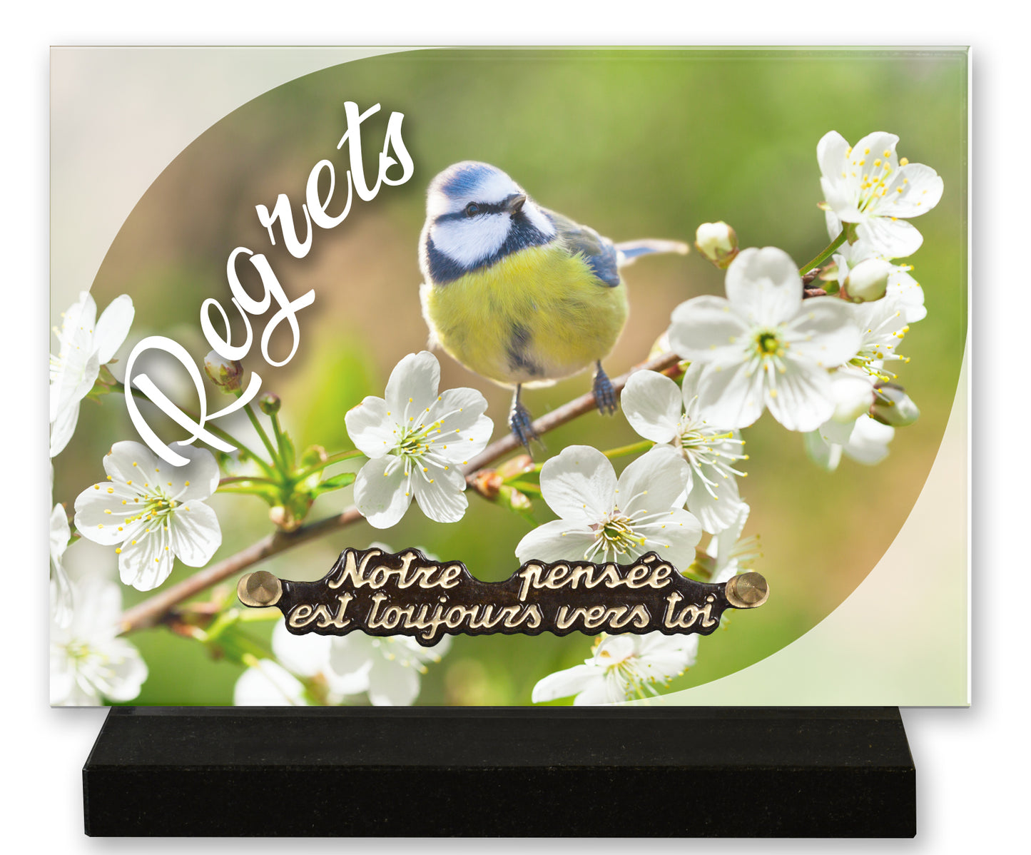 Plaque altu 18x25 cm - Gravure oiseau