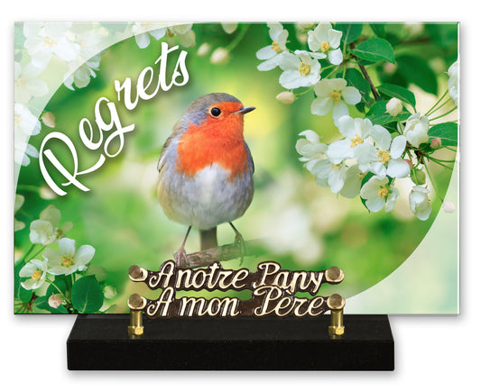Plaque altu 20x30 cm - Gravure oiseau