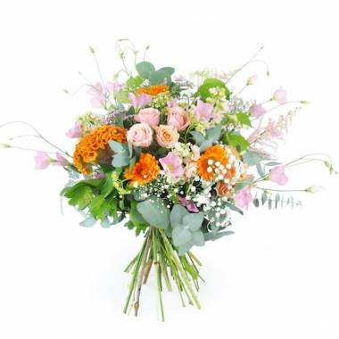Bouquet champêtre rose & orange Dublin