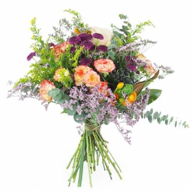 Bouquet champêtre violet & orange Bucarest