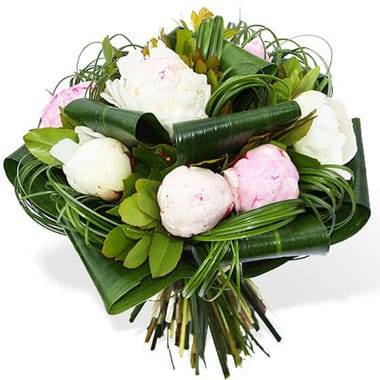 Bouquet de Pivoines Blanches & Rose
