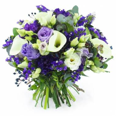 Bouquet rond blanc & violet Ostrava