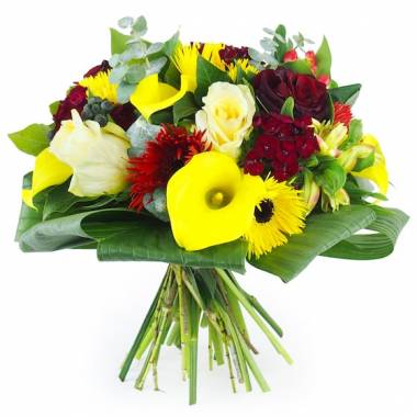 Bouquet rond jaune & rouge Madrid