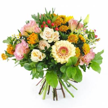 Bouquet rond rose & orange Hambourg