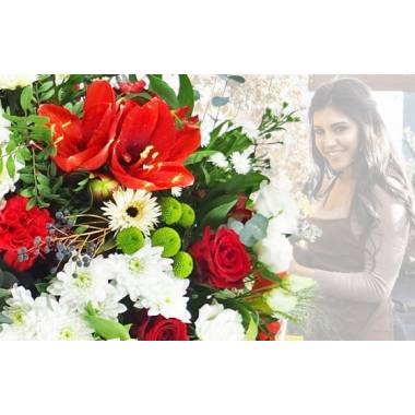 Bouquet Surprise du fleuriste Rouge & Blanc