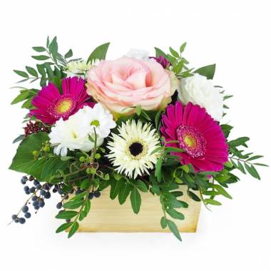Composition florale rose & blanche Puebla