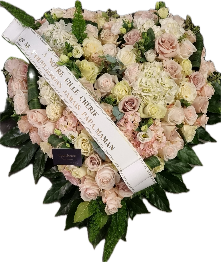 Coeur de fleurs 80cm teintes claires